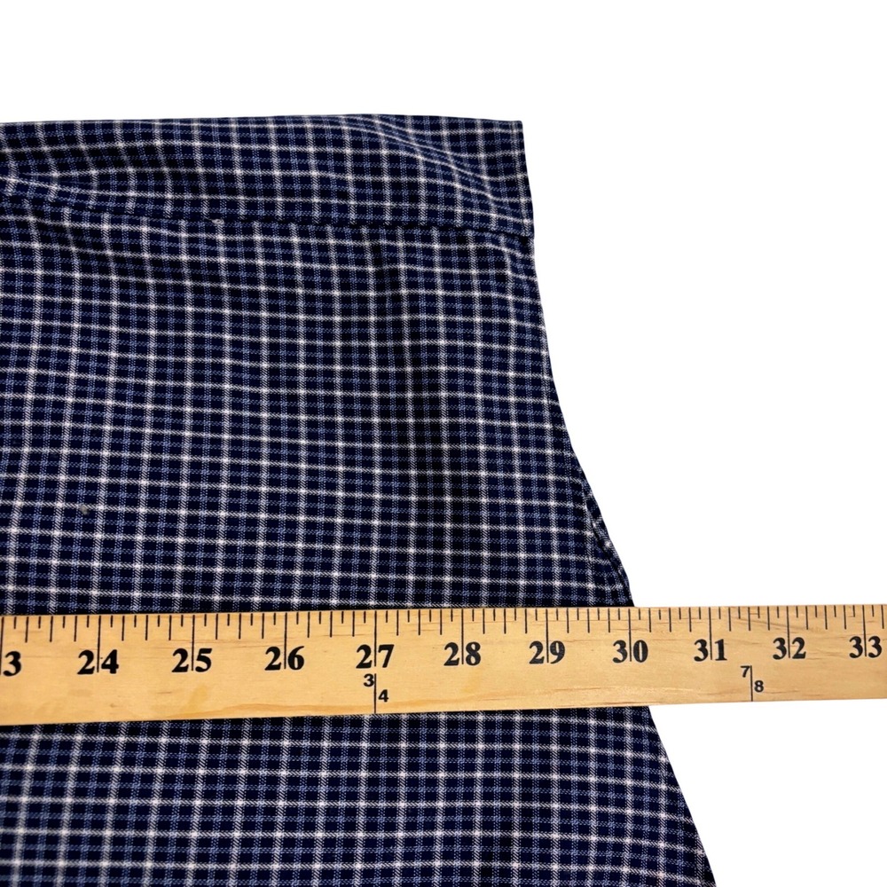 L.L. Bean Button Down Shirt Mens L Navy Blue White Check Wrinkle Resistant - Picture 6 of 9